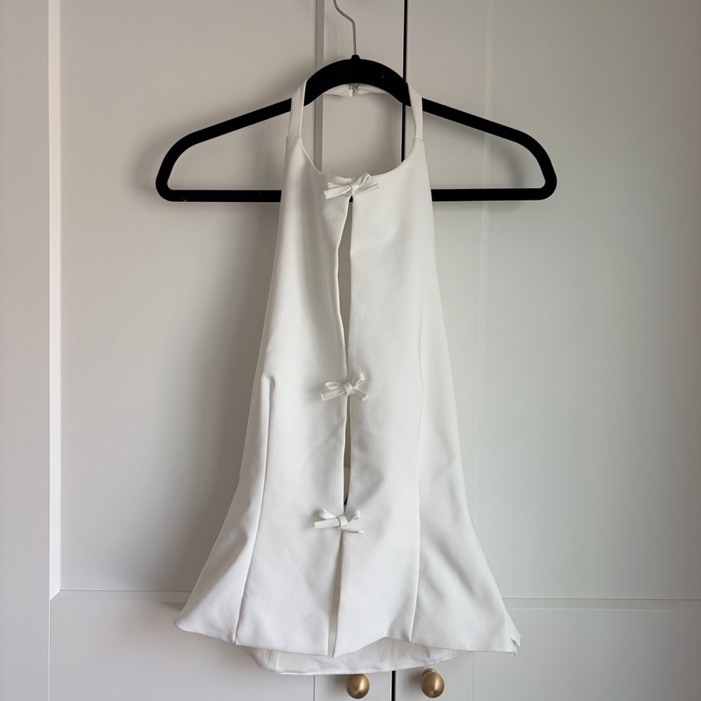Zara White Halter with Bows and Cutouts | M